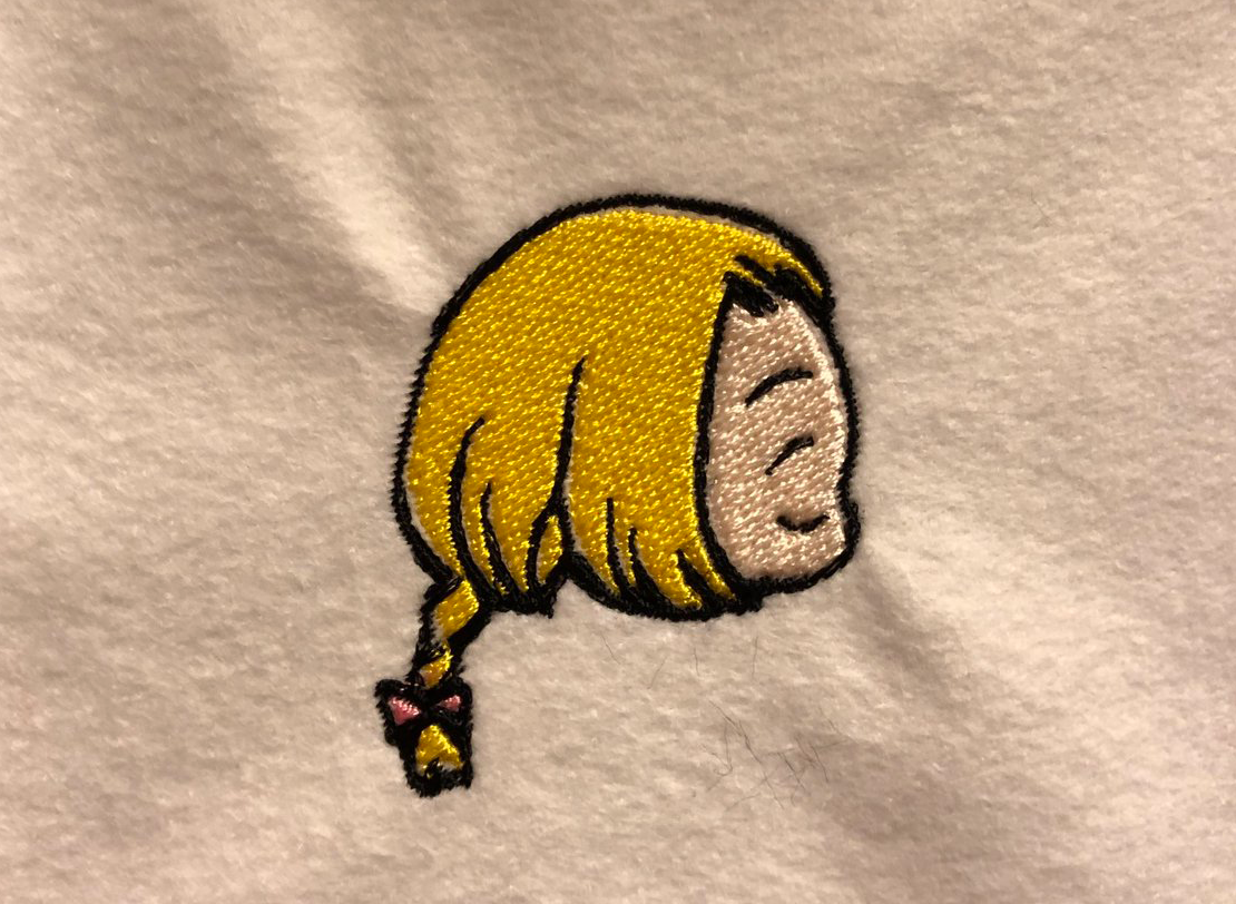 自分が描いたイラストをparieで刺繍しました